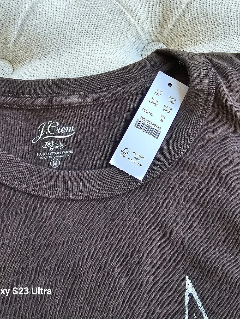 New! J Crew Medium M Men's Slub cotton Pleasant Bay graphic brown T-shirt NWT